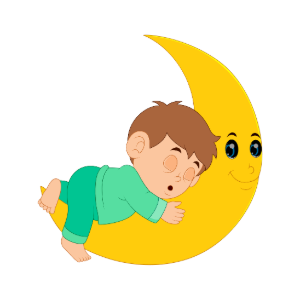 Cute Sleeping Baby on Smiling Moon PNG