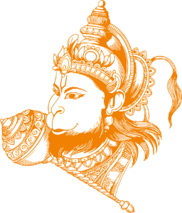 Lord Hanuman Face Line Art PNG | Aesthetic Saffron Hanumanji Vector