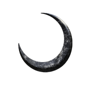 Dark Metallic Crescent Moon PNG
