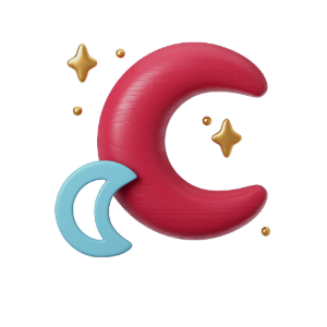 Creative 3D Multicolor Moon and Stars PNG