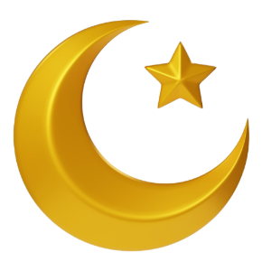3D Matte Gold Crescent Moon and Star PNG